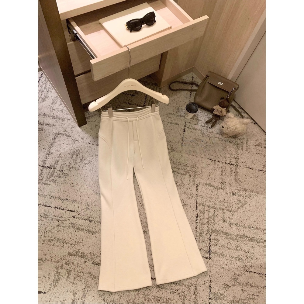 0205加绒芭比裤子显瘦秋冬季休闲微喇叭百搭高腰闲裤长裤女CK813