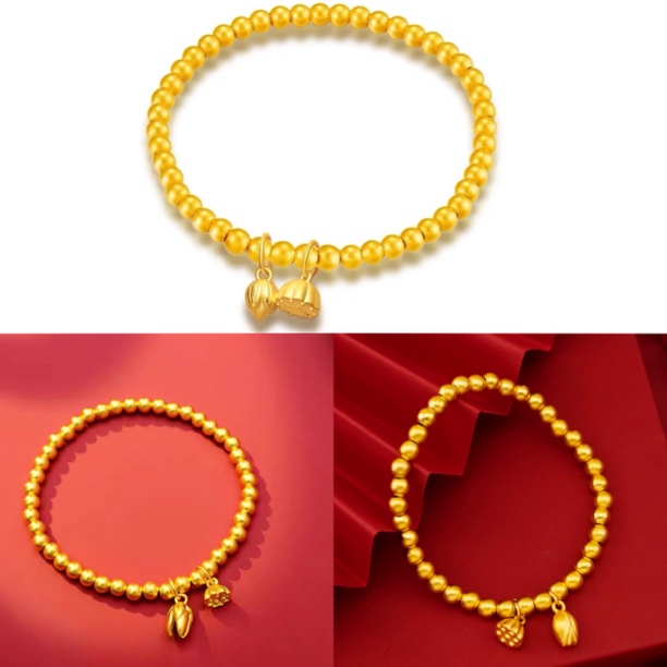 水贝黄金批发大福同款足金999莲蓬手链古法传承工艺多样性发其一