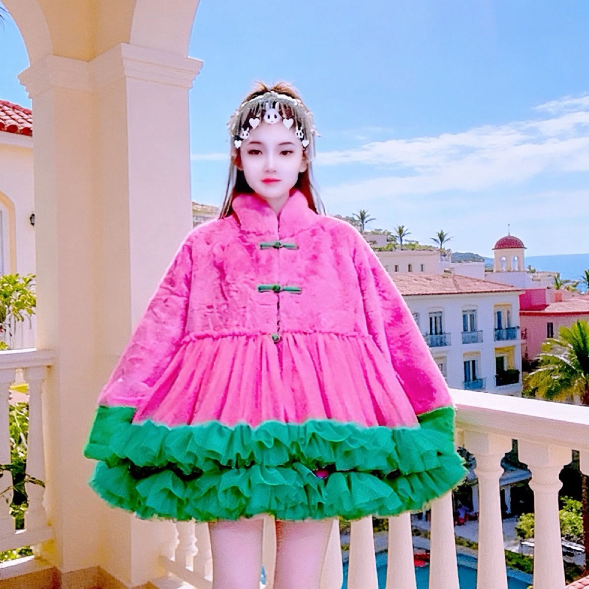 【面条家】5685新中式洋气保暖减龄洋气仙仙蓬蓬外套连衣裙