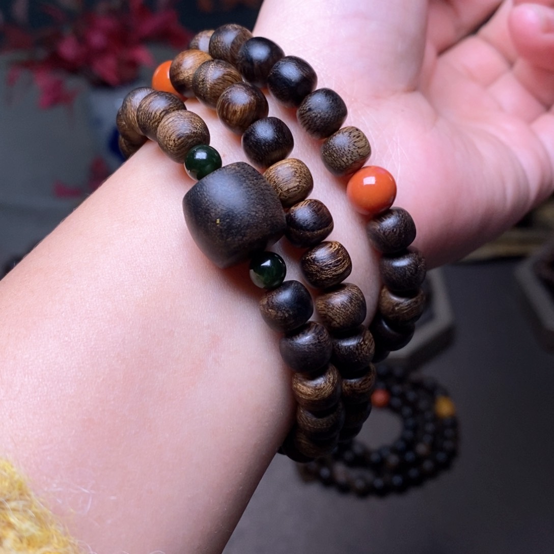 沉香手串越南芽庄瘤疤紫棋楠0.6➕0.8➕配饰