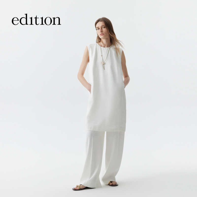 【商场同款】edition2025夏季新款亚麻无袖短款连衣裙#EBE2DRS073