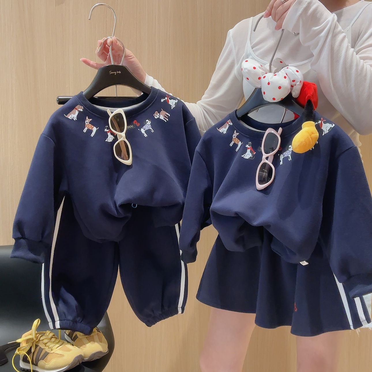 【姐弟装】秋季男女童韩版卫衣套装儿童超酷兄妹装休闲卫裤百搭裙子