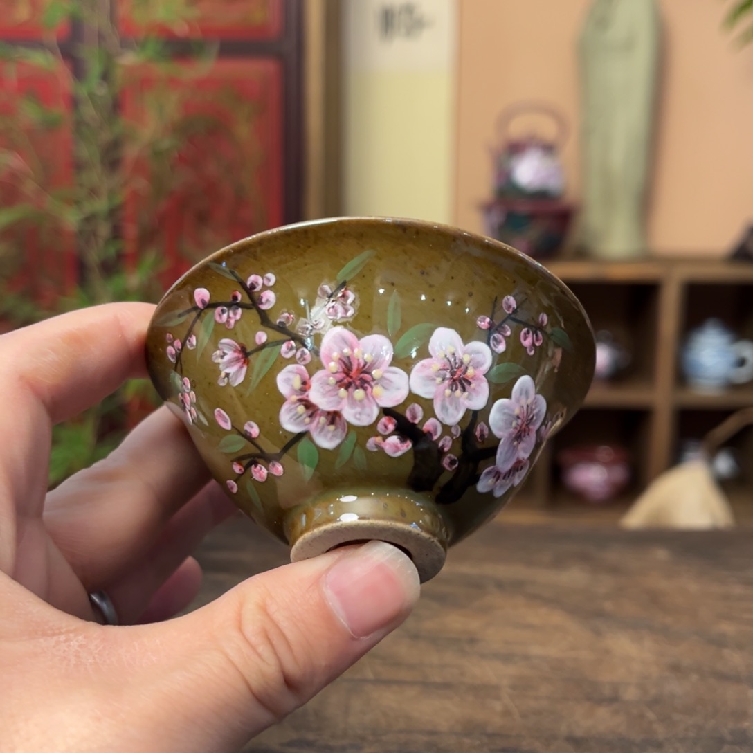 杯柴烧手工手绘陶瓷