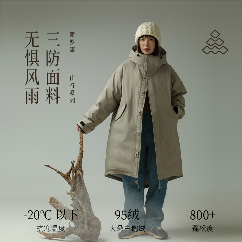 道木熙鹅绒登山羽绒服2024新户外冬季加厚保暖派克情侣款（1076款）