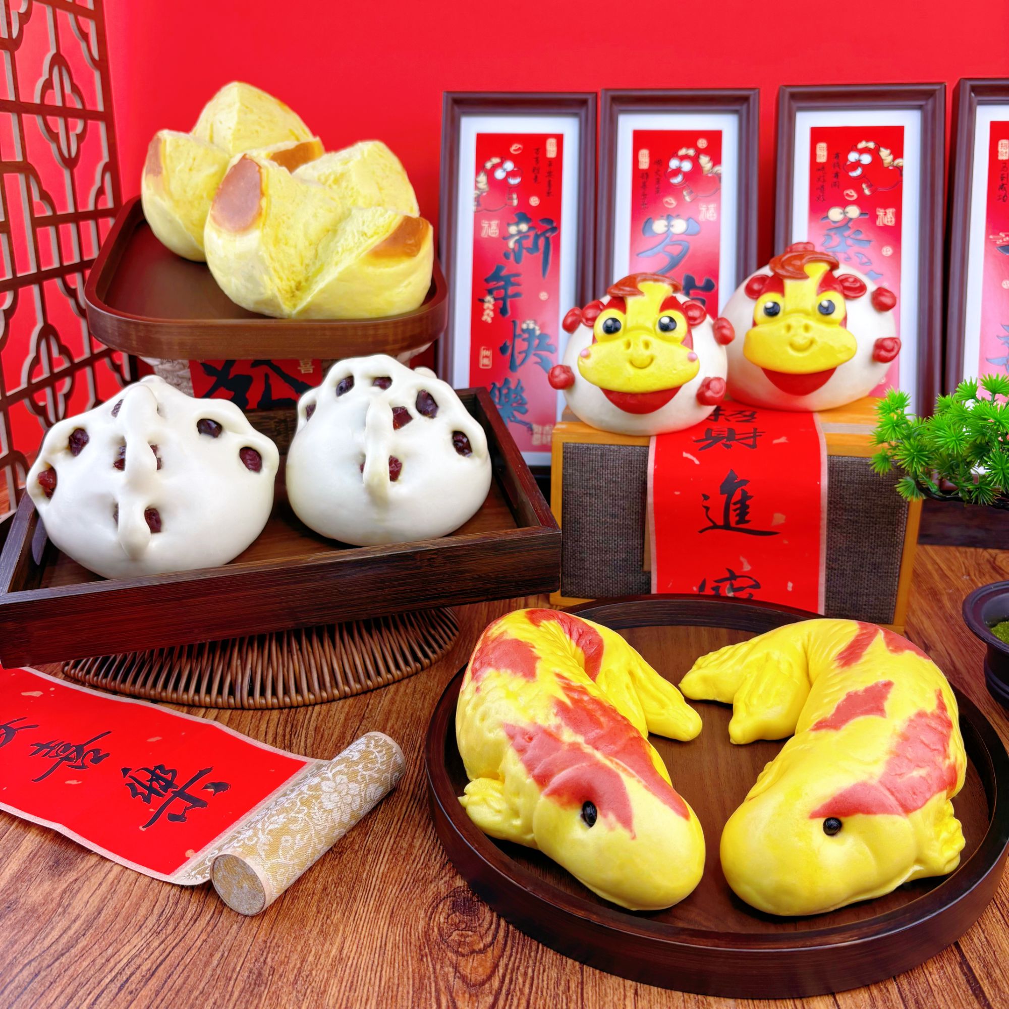 【锦鲤送福】胶东特产马年寿桃花馍礼盒新年花饽饽