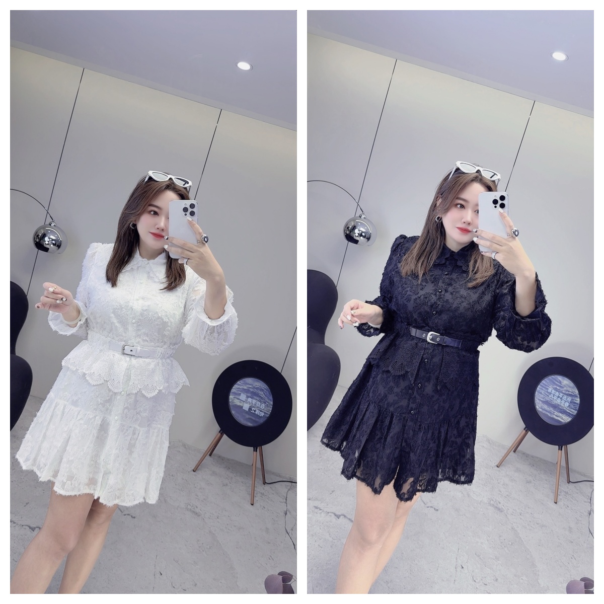 小钰胖仙【蕾丝美学】冬日大码连衣裙（送腰带）