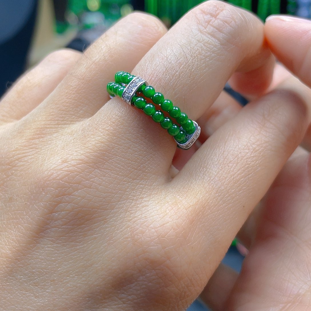 翡翠银S925镶嵌戒指天然A货翡翠