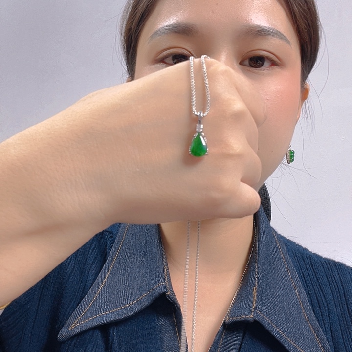 翡翠银S925镶嵌吊坠(不含链)