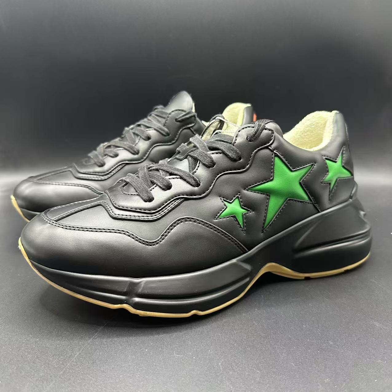 95新 GUCCI/古驰 男士百搭黑色星星厚底老爹lo294s  41码