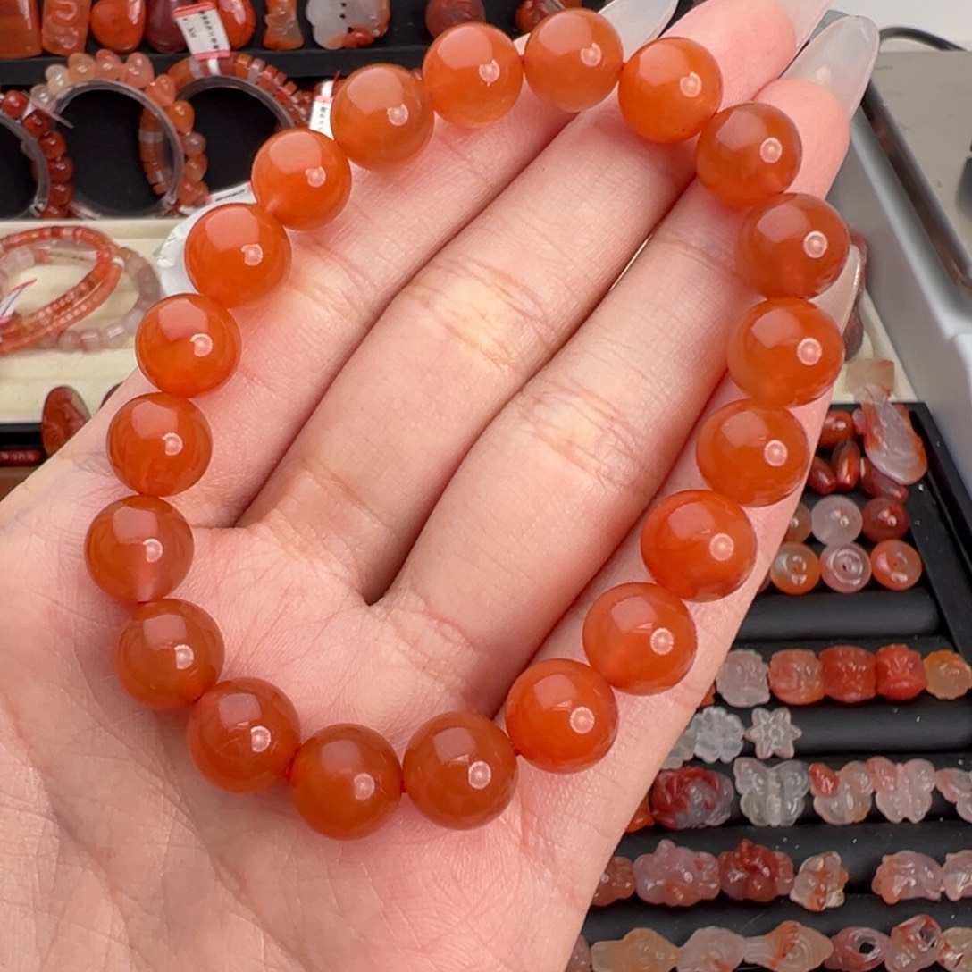 南红玛瑙未镶嵌颈饰川料冰橘单圈卡9+