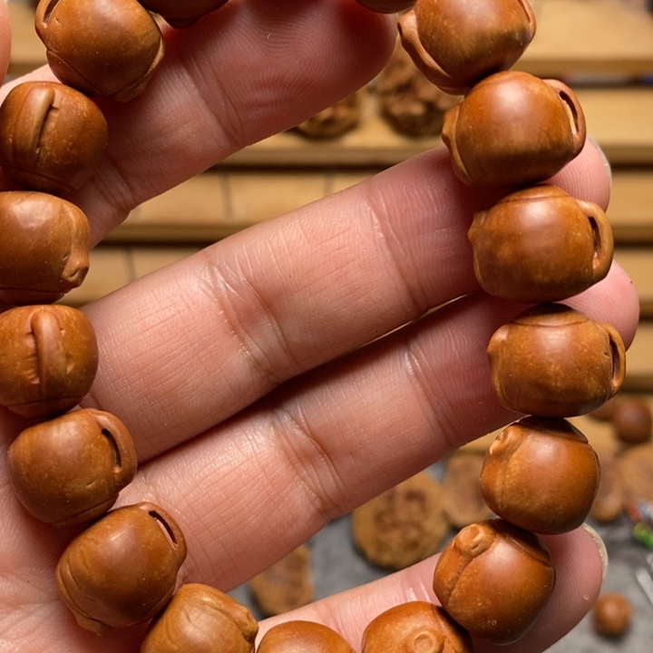 桃核雕刻把把壶手串