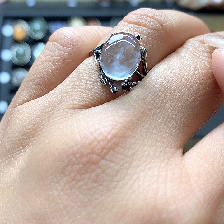 水晶水晶戒指银S925镶嵌