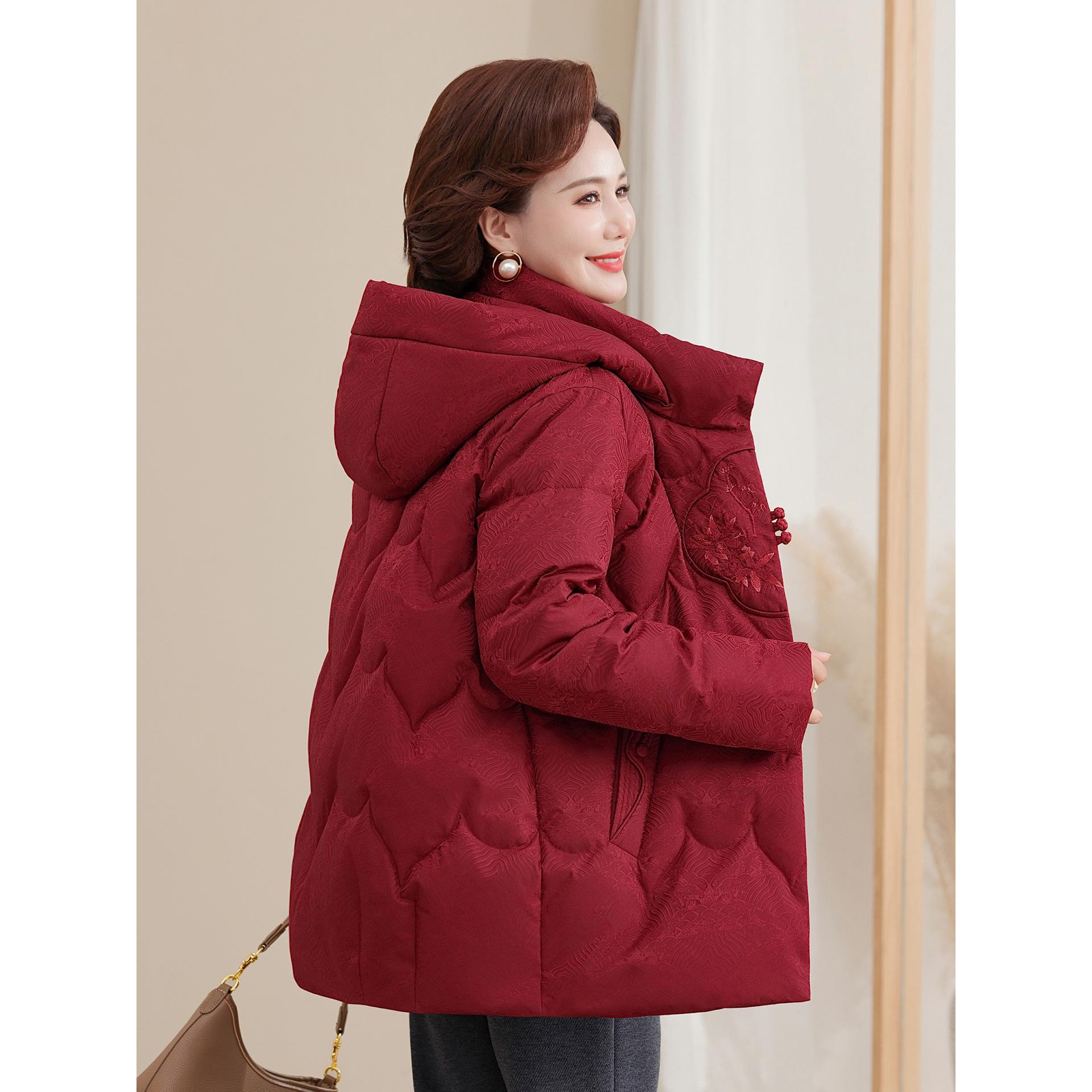 中老年妈妈羽绒服国风冬装加厚中老年人女装奶奶装外套