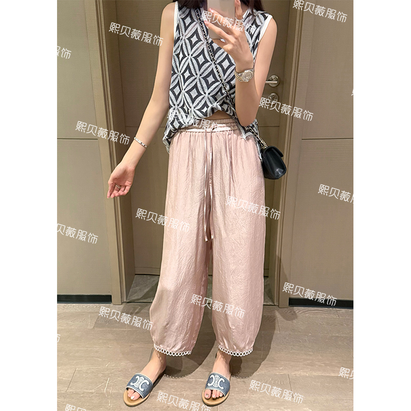 【夏末浮浮，只出不进】欧货慵懒感镂空九分裤百搭休闲裤 G7877