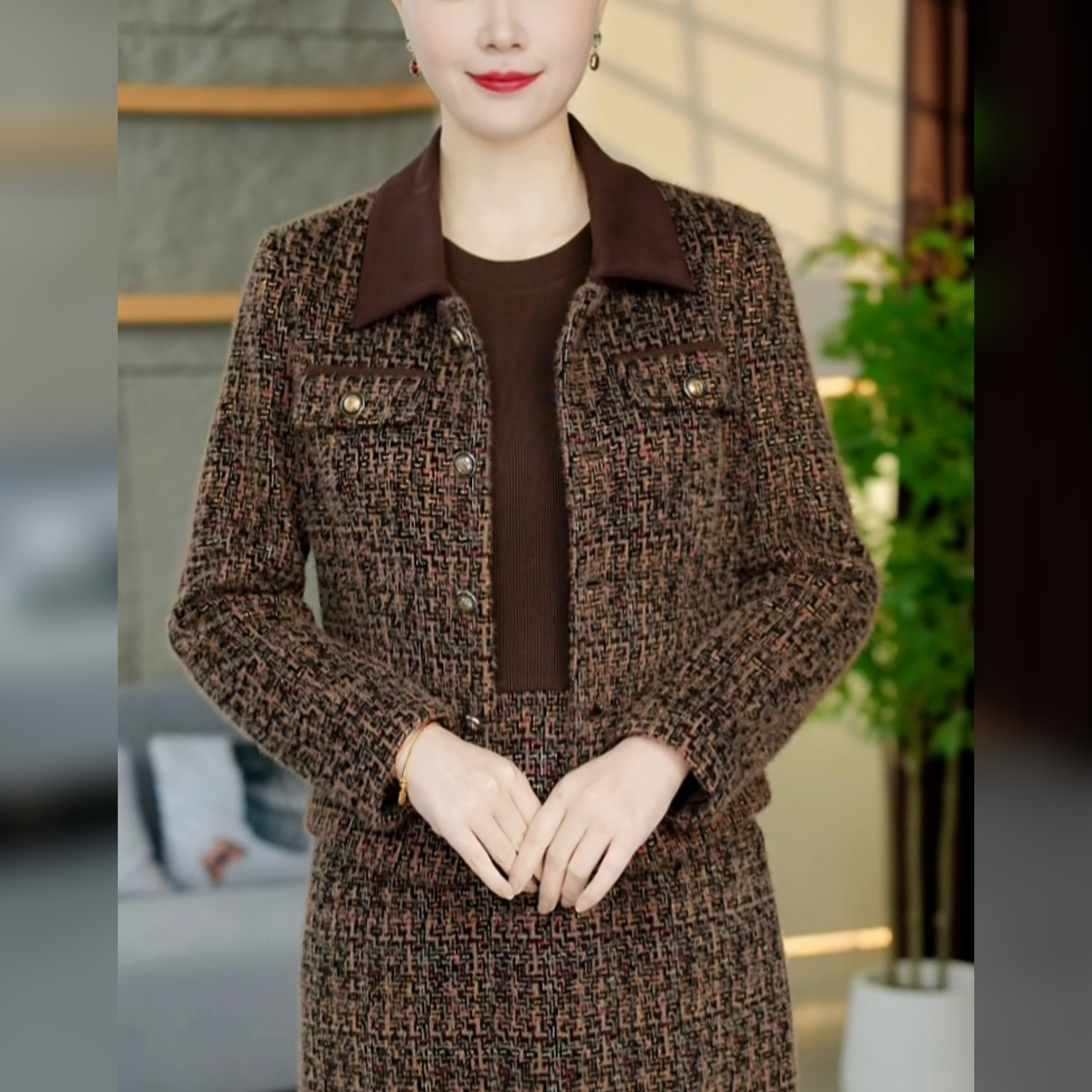 2025新款秋季遮肉修身时尚收腰洋气长款气质单件上衣显瘦妈妈装