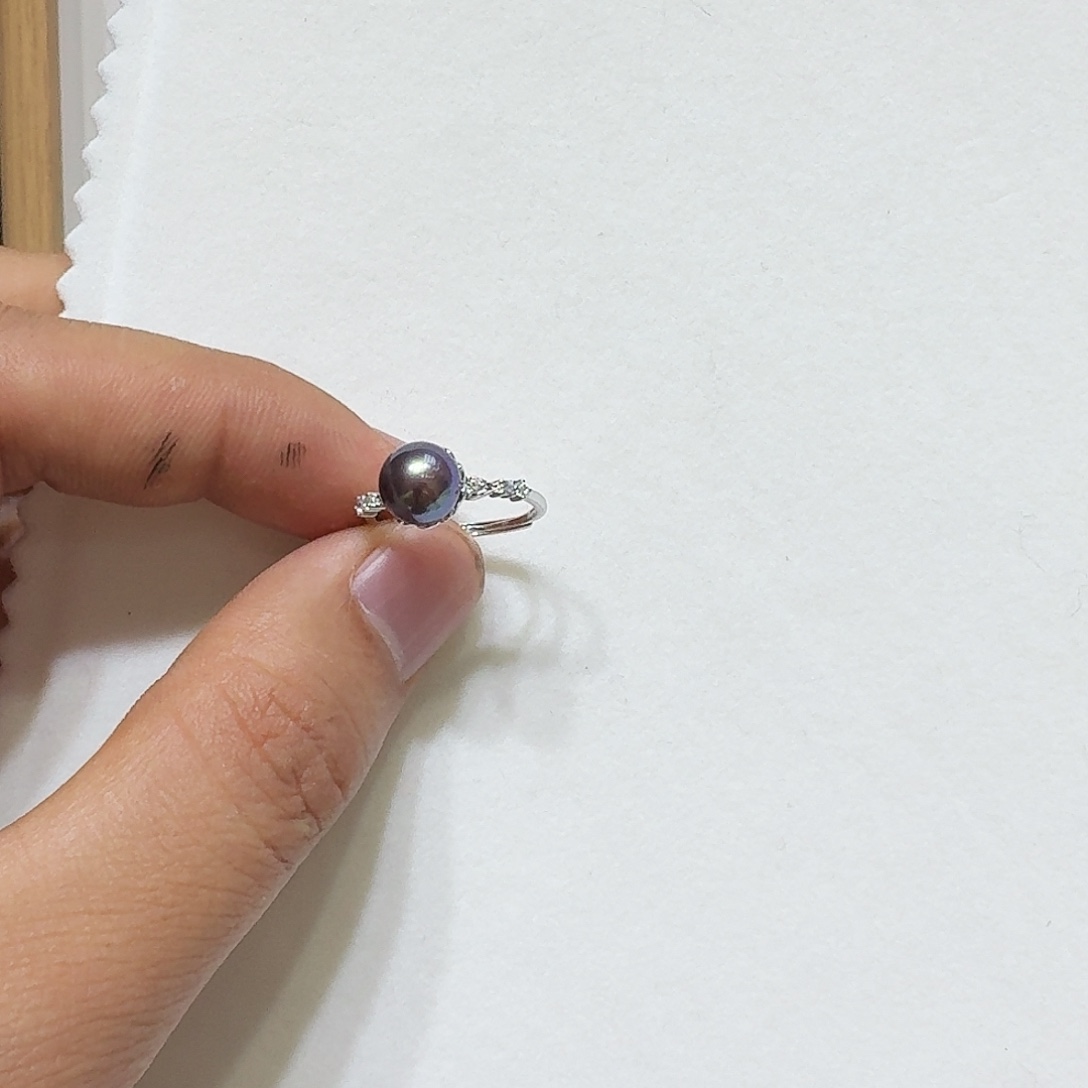 银S925镶嵌淡水珍珠戒指36