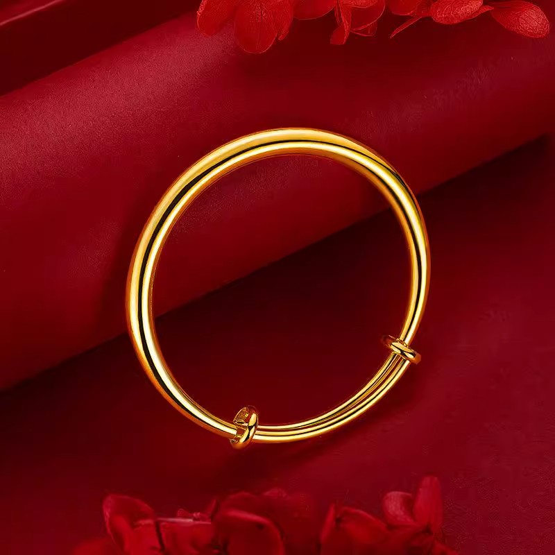 合金手镯 『精品光面推拉手镯』金店同款婚庆古法手工不掉色送长辈