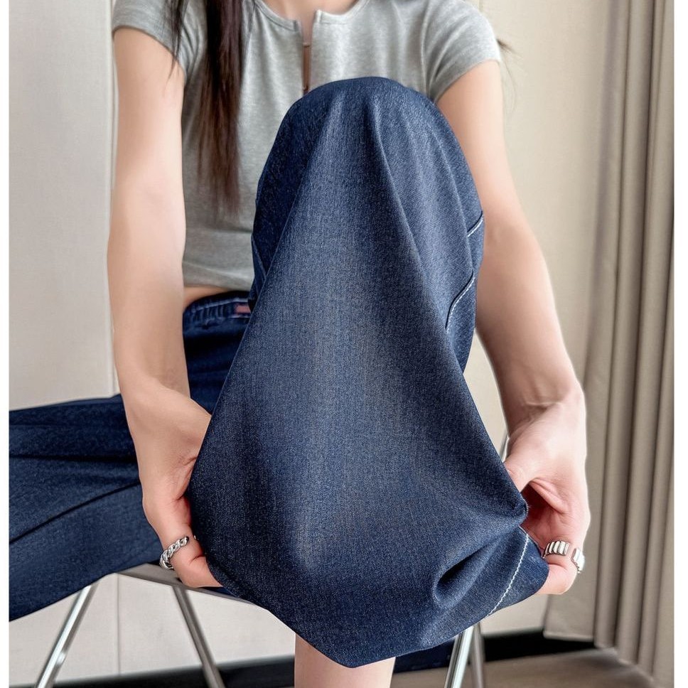 超薄牛仔裤阔腿裤弯刀裤