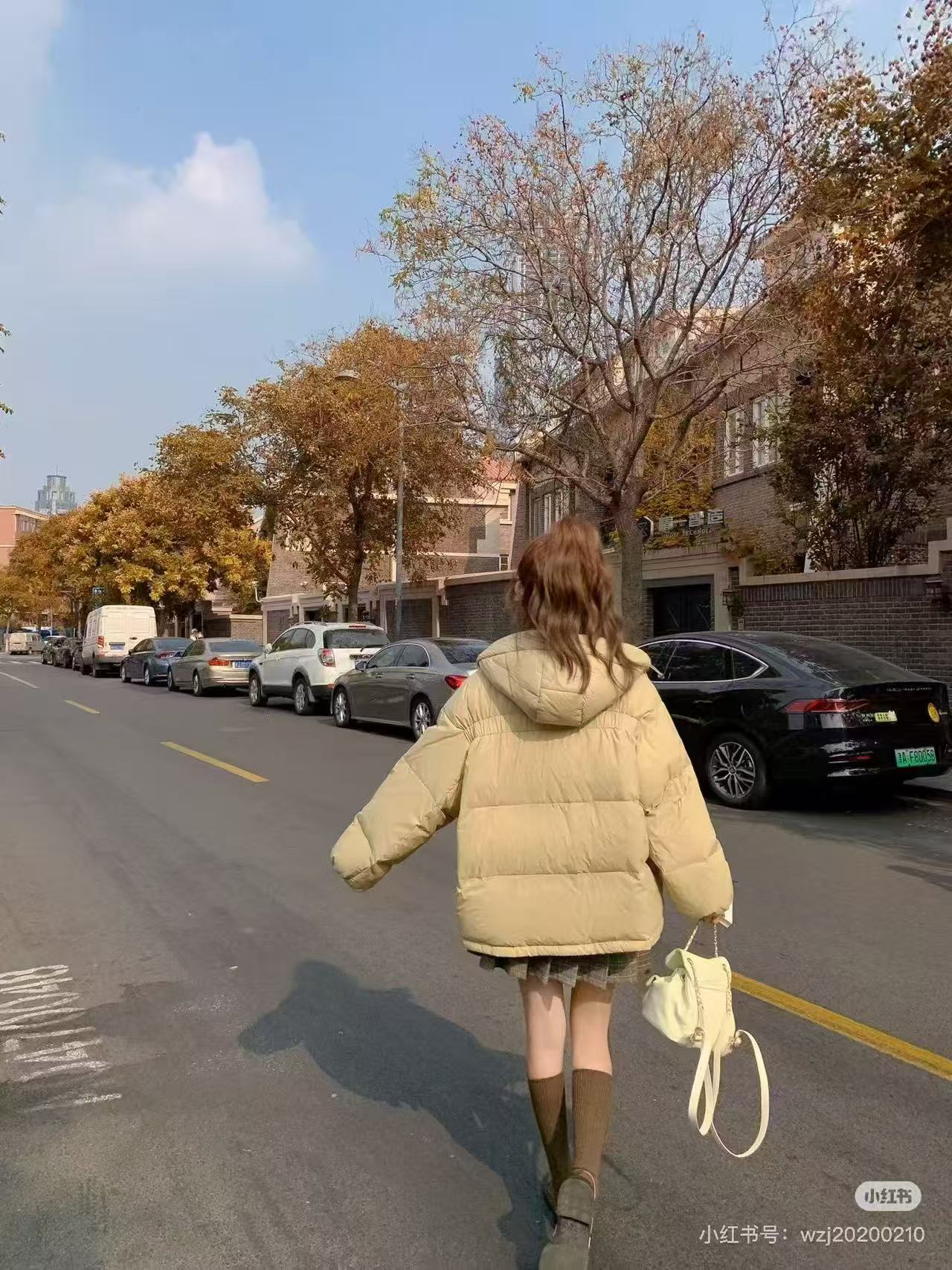 群群家女装宽松常规薄款连帽女装短款保暖冬季网红厚款羽绒服