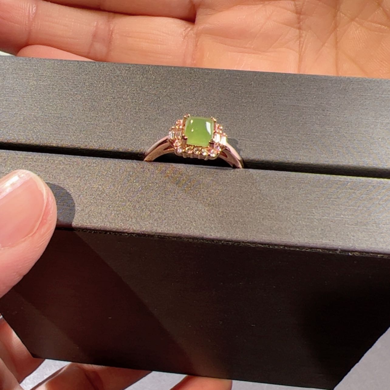 【闪购商品】和田玉（碧玉）戒指银S925镶嵌