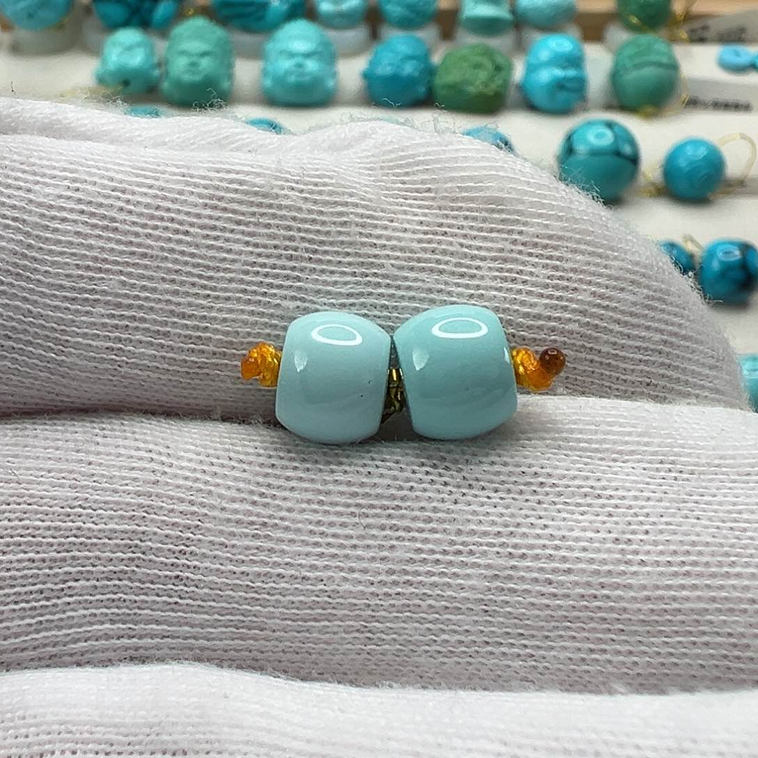 绿松石老型对珠 未镶嵌