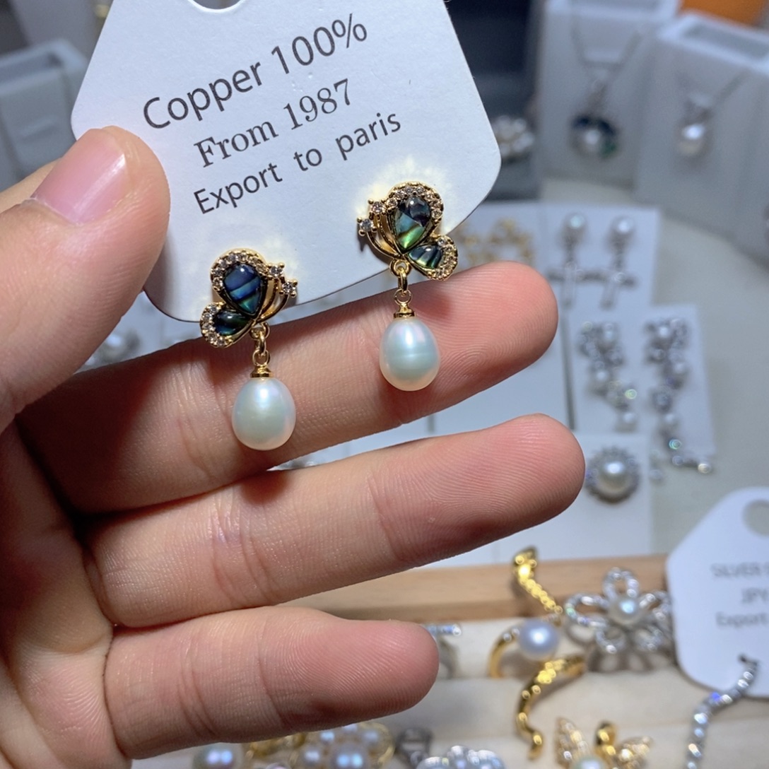 耳饰淡水珍珠银S925镶嵌