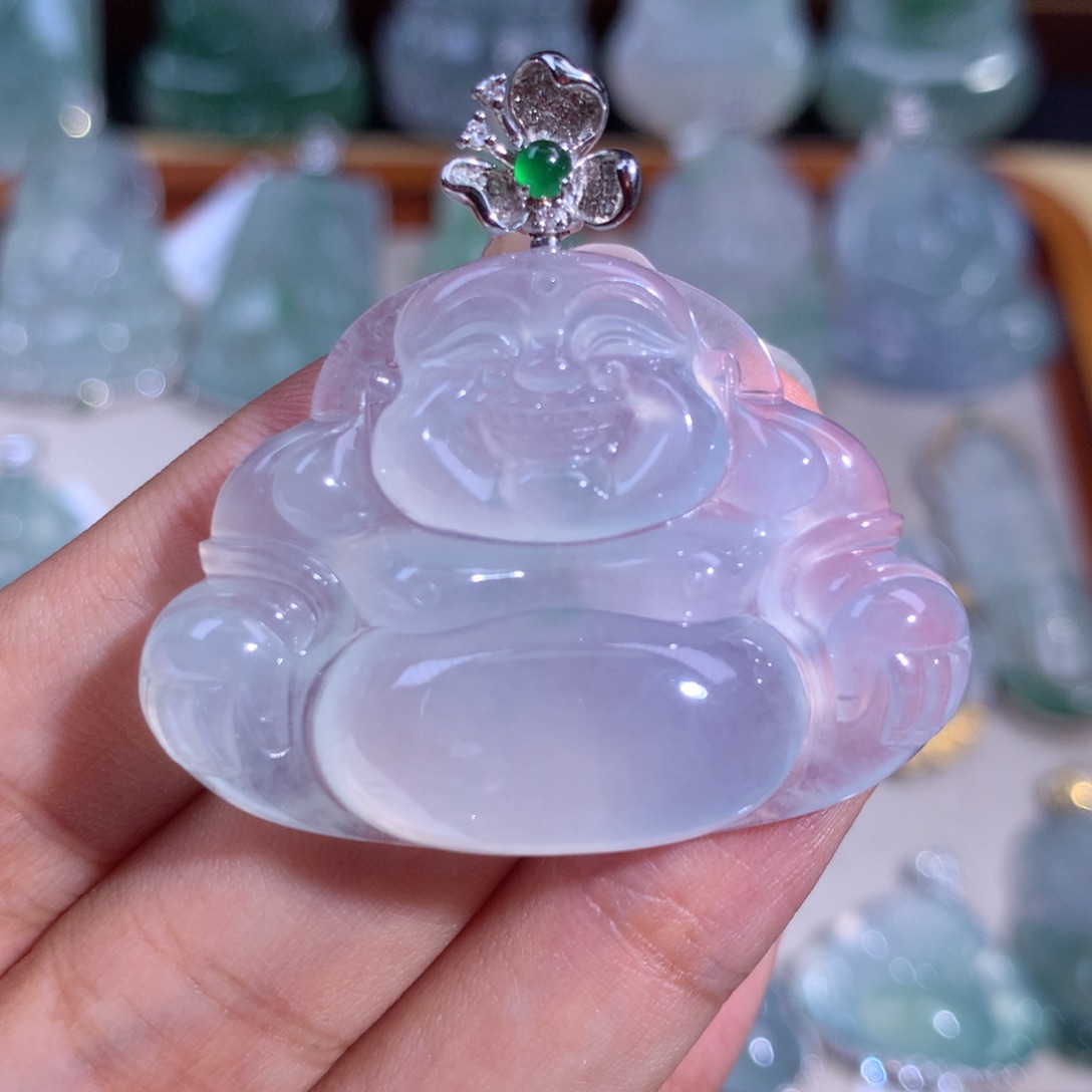 翡翠颈饰18K金镶嵌大佛公