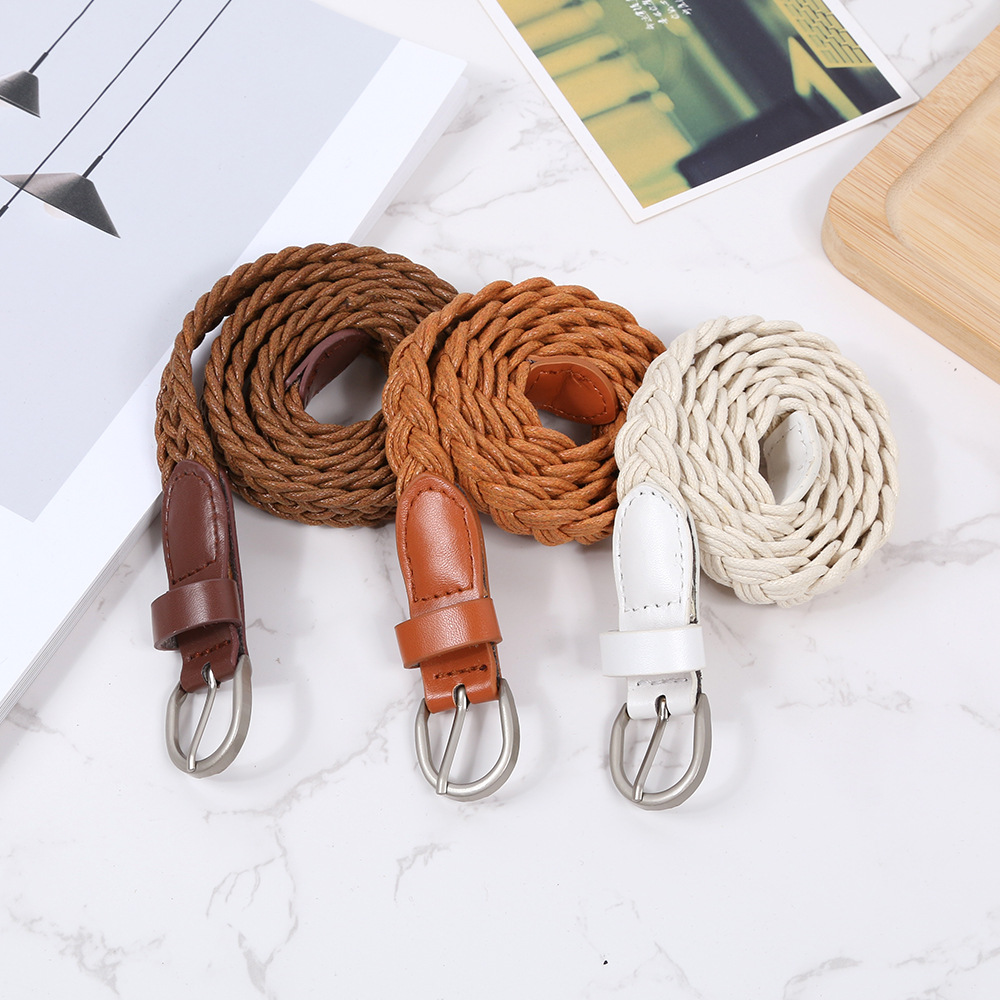 麻花编织腰带女高级感白色简约百搭腰绳编织皮带连衣裙装饰裙子夏