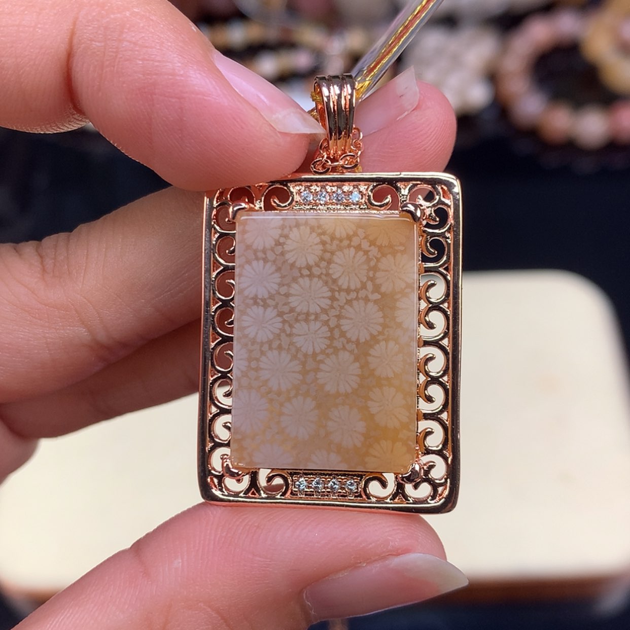 【闪购商品】颈饰未镶嵌硅化珊瑚（珊瑚玉）1号128漏88