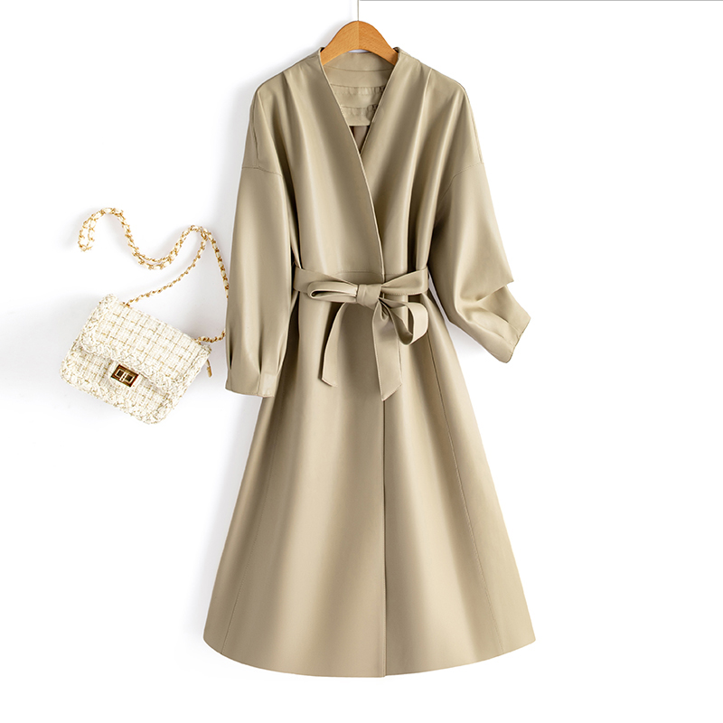 海宁真皮皮衣！新款中长款外套风衣秋冬显瘦气质大衣6651