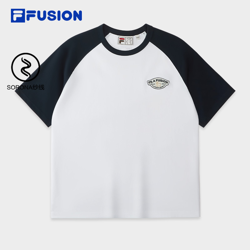 FILA FUSION潦草小狗联名短袖情侣夏款户外宽松短袖T恤T11U638104