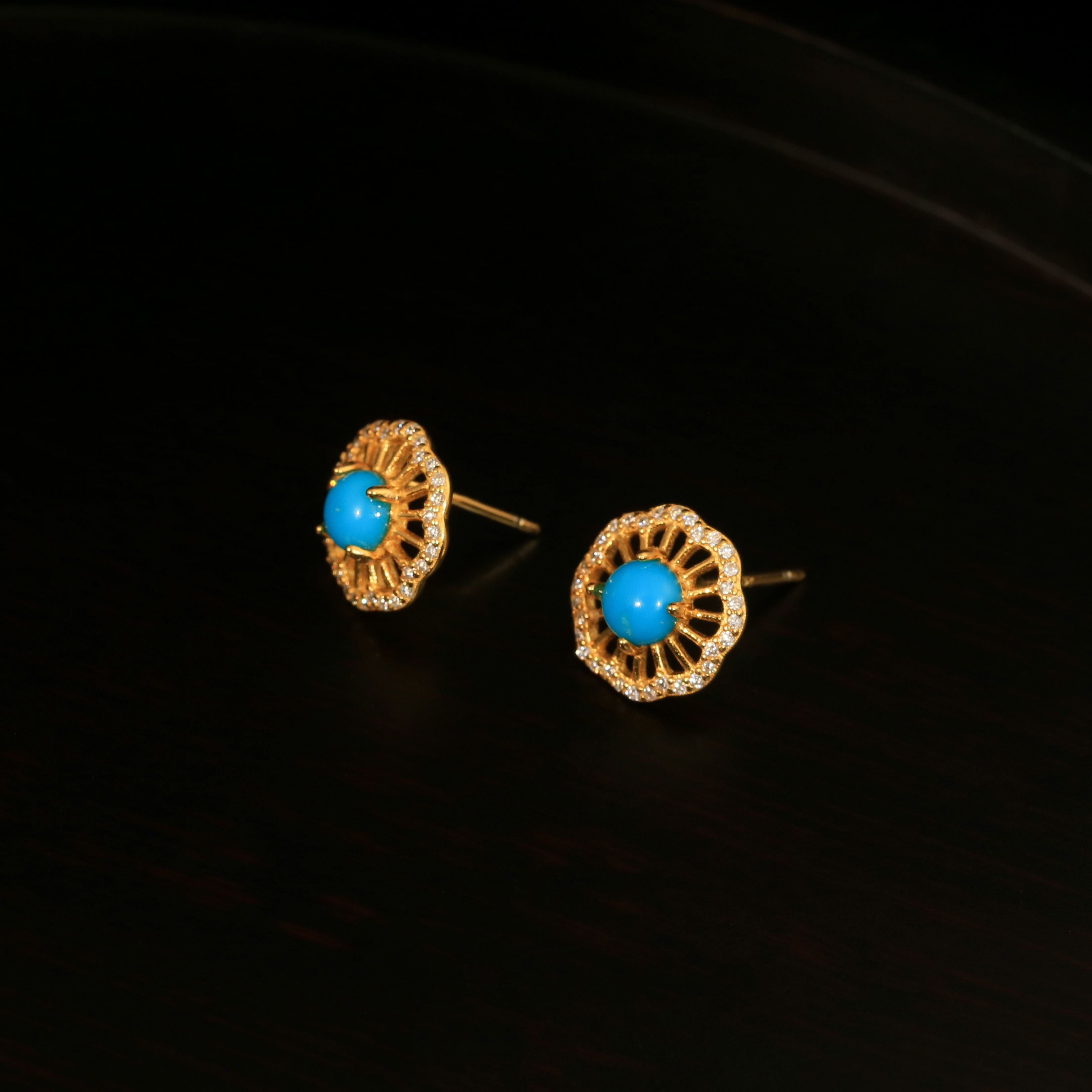 【珞宁专属】绿松石太阳花耳钉5mm  （扎克里）XZ0834BZ