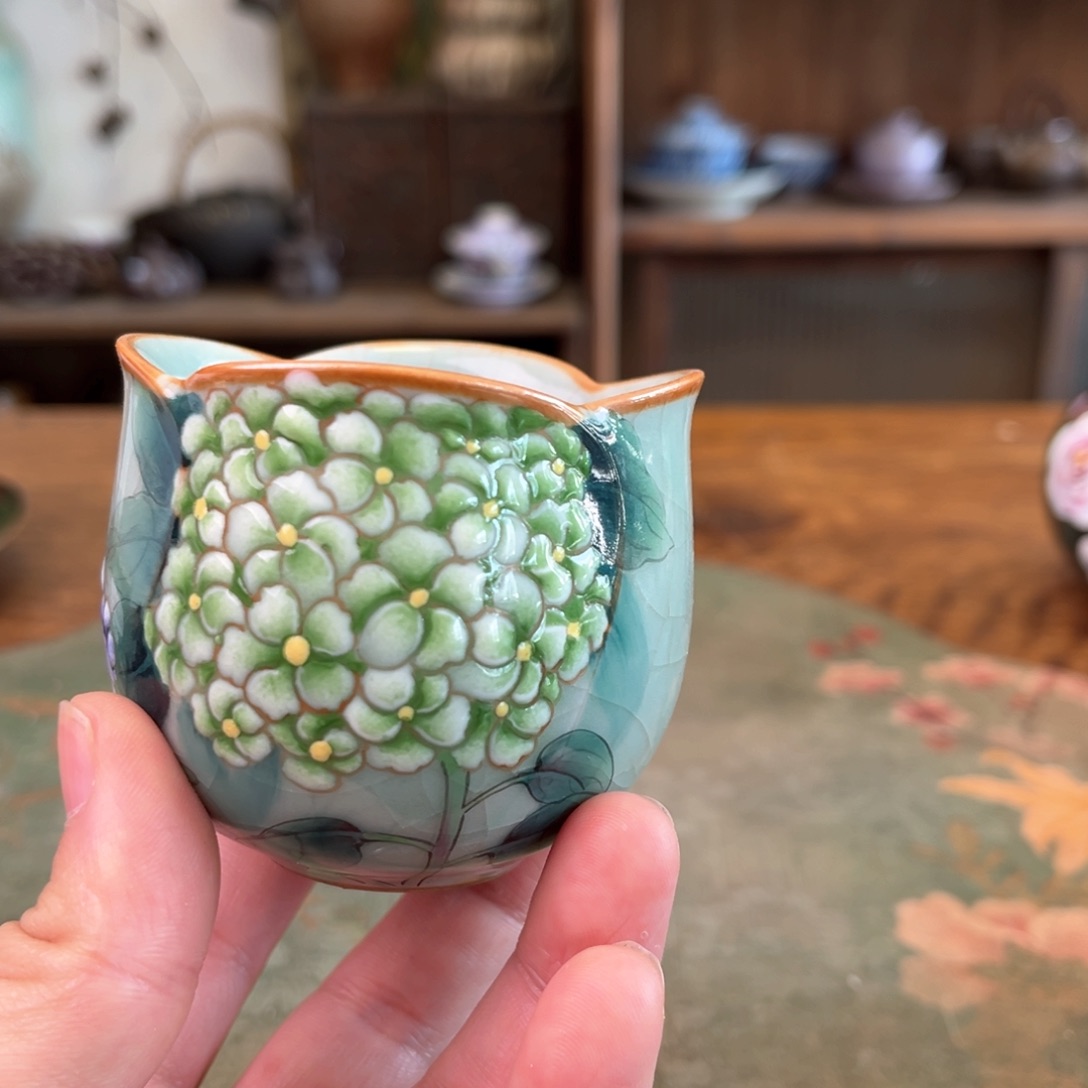 杯柴烧手工手绘陶瓷