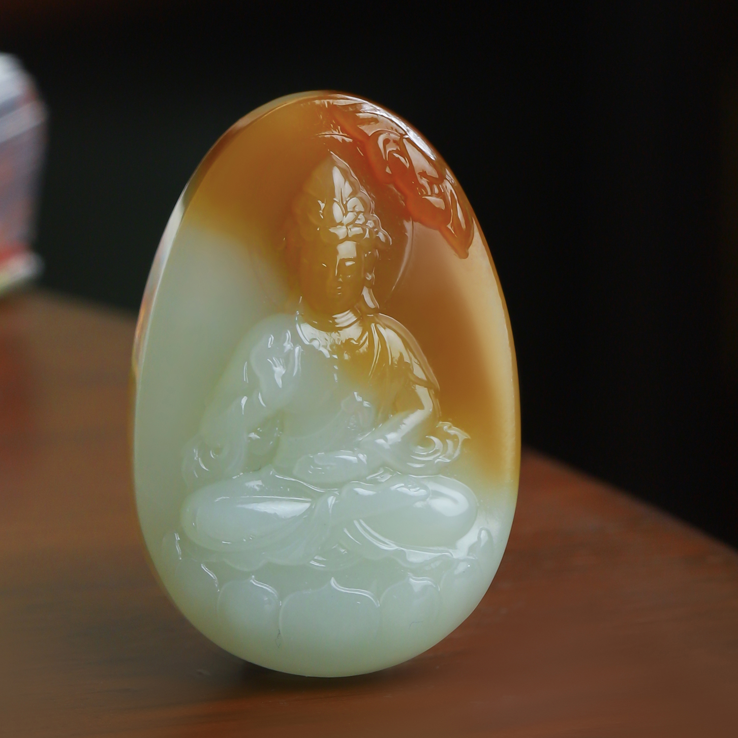 新疆和田玉俏色巧雕观音牌子女士吊坠女款挂件男士挂坠男款项坠