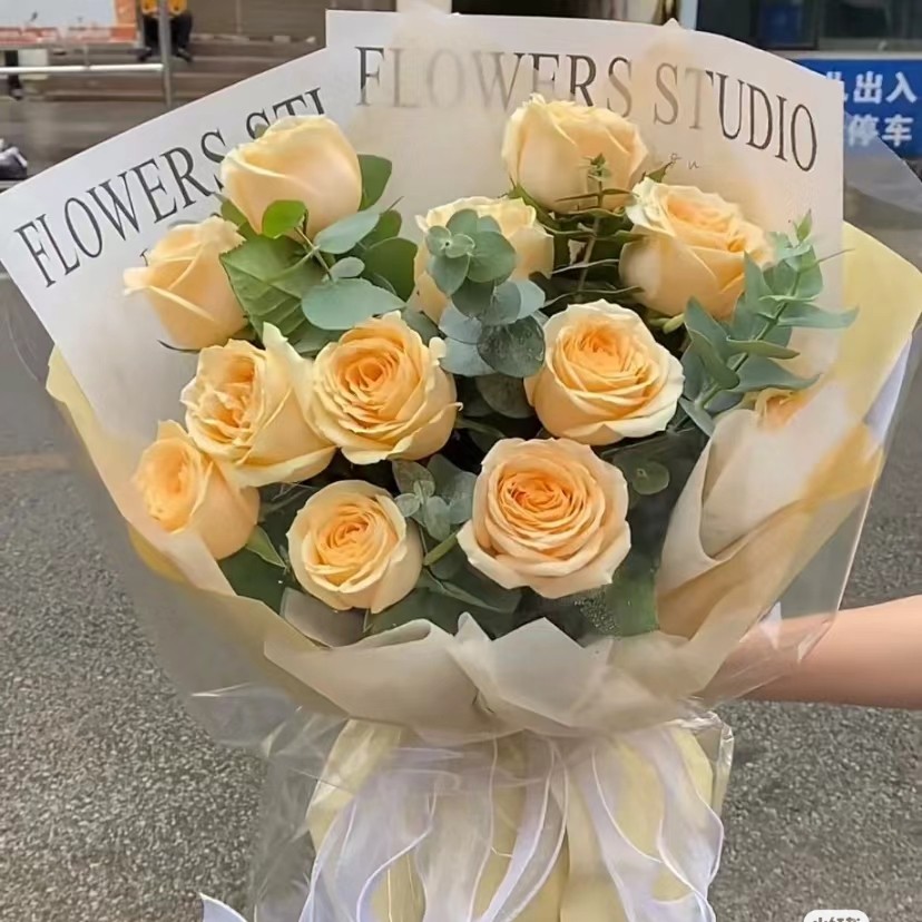 11朵香槟玫瑰鲜花花束送货到家