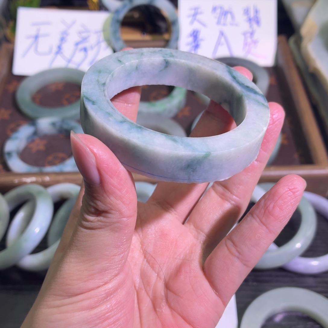 定制翡翠未镶嵌天然纹理随机，追求完美者慎拍