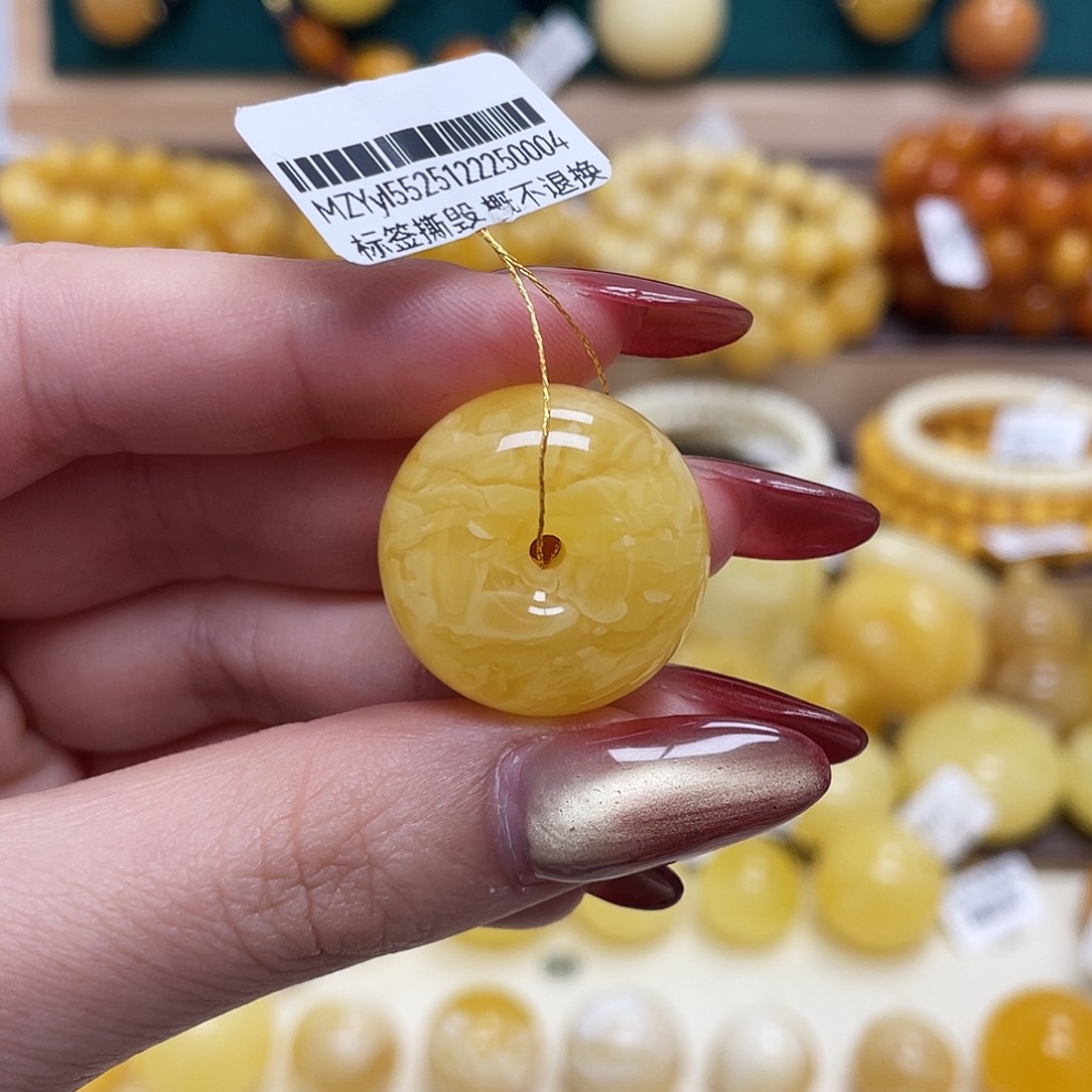 蜜蜡未镶嵌珠宝奇石23.7*12.8mm妖花扣子 瑕