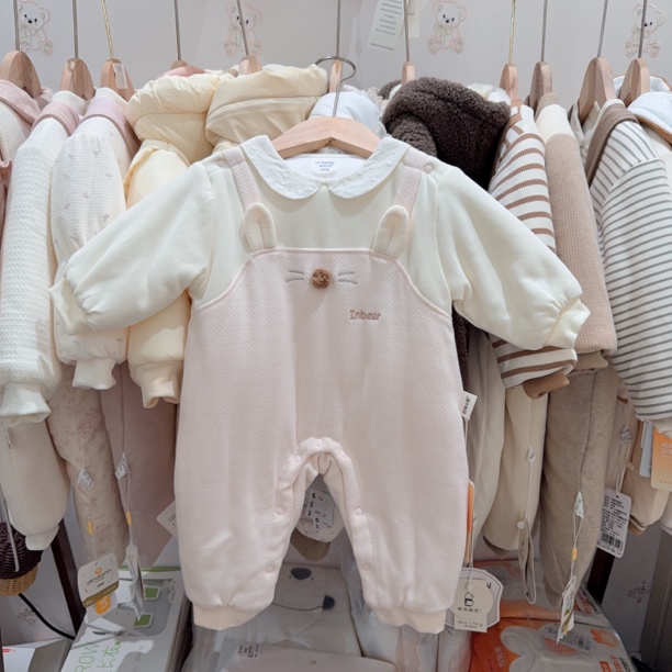 断码清货！时尚小熊冬季中厚连体衣宝宝夹棉保暖闭裆外出服