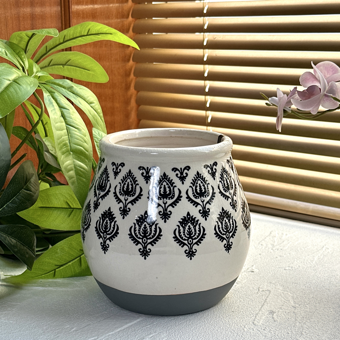 K28口15高18无孔陶瓷花盆适合蝴蝶兰文心兰吊兰室内绿植盆