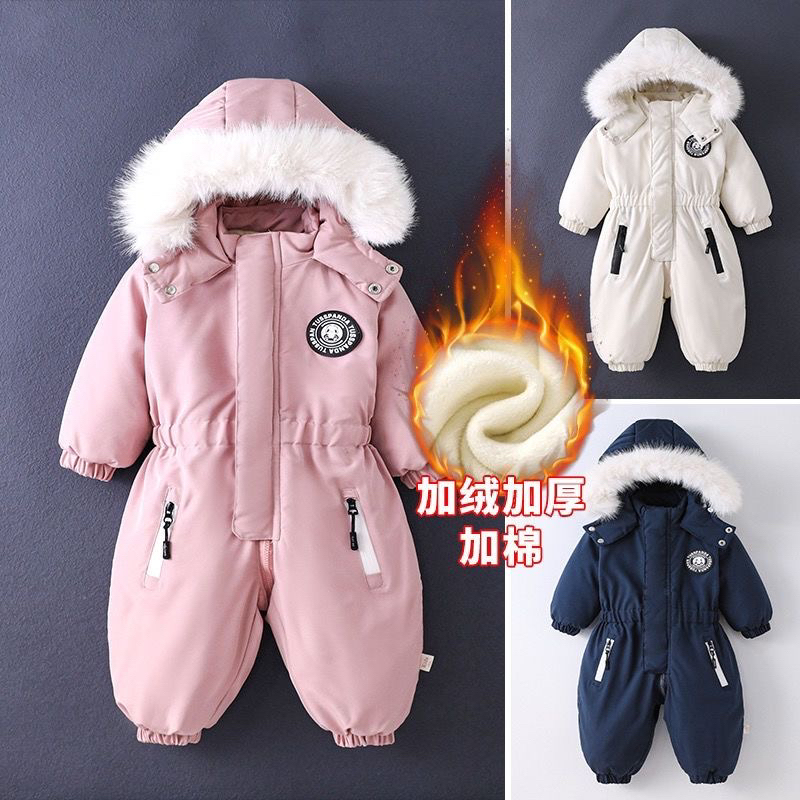 婴幼儿童宝宝滑雪服男女童服2025特厚棉袄新生儿爬连体衣冬季外出