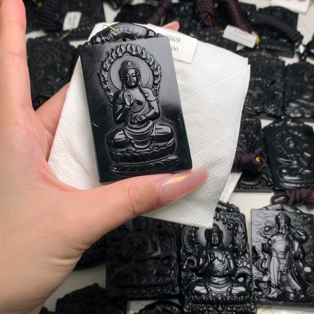 天然缅甸a货钢琴黑挂件