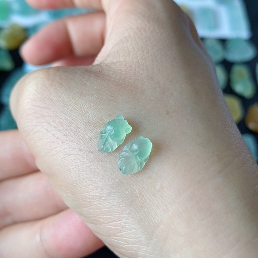 定制翡翠未镶嵌一对鱼