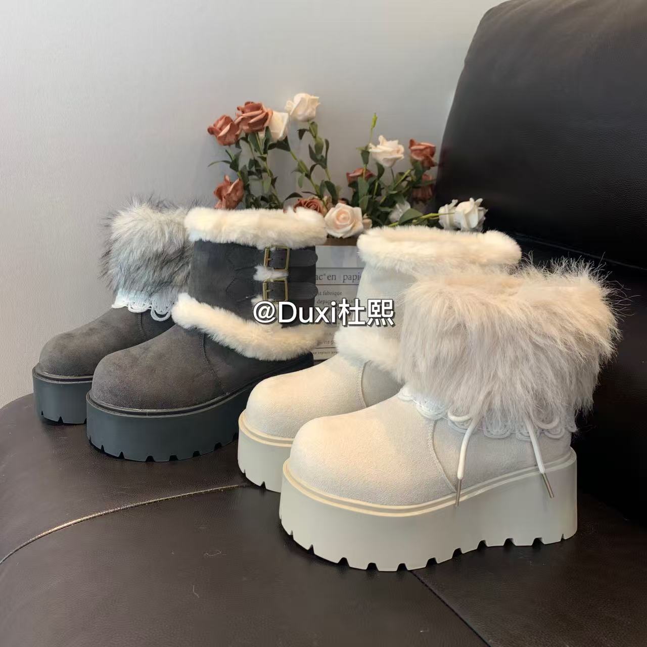 2025多穿可拆卸费尔岛雪地靴加绒时尚百搭冰岛冬季保暖棉靴