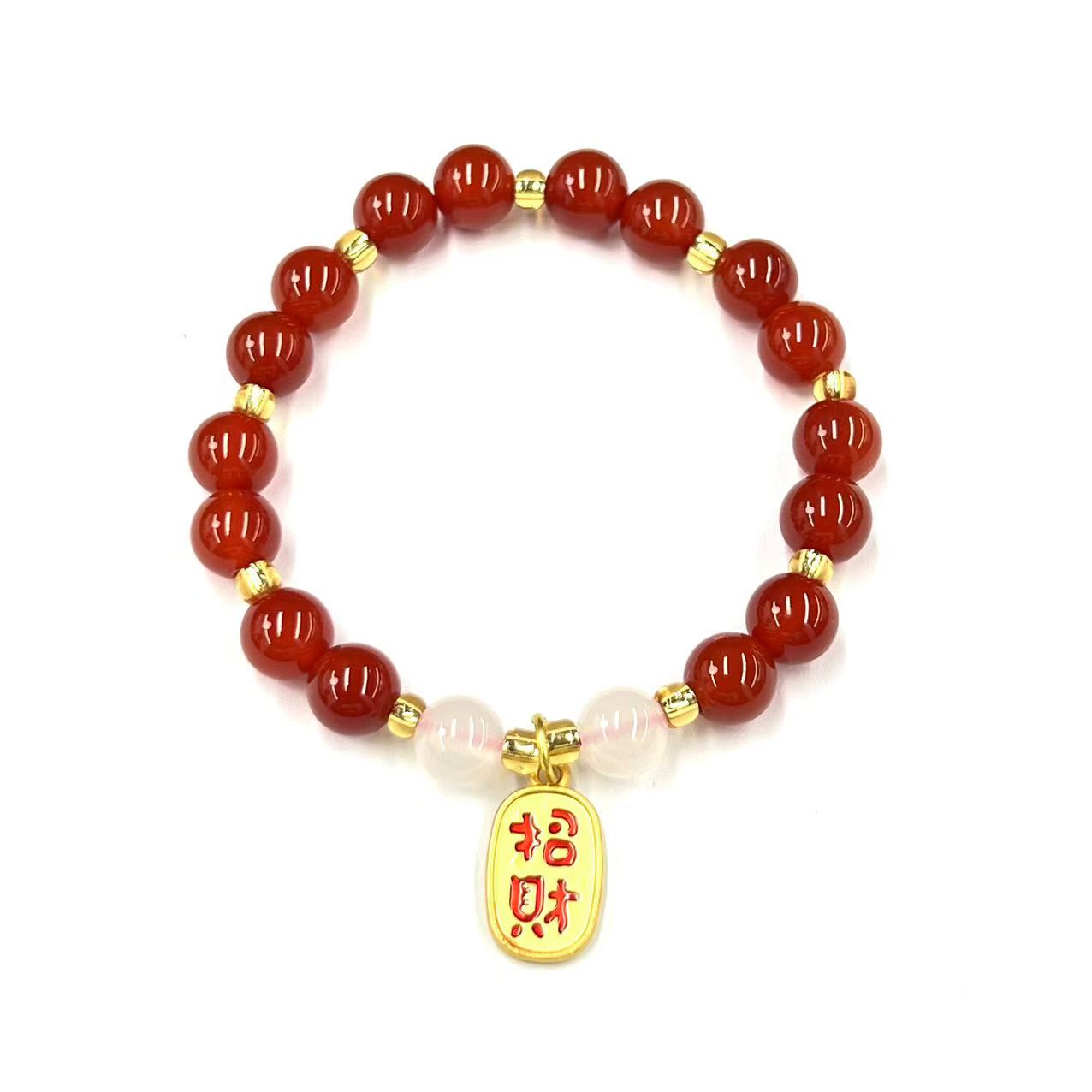 s1240-复古设计款血离子玛瑙圆珠手串-赠礼盒