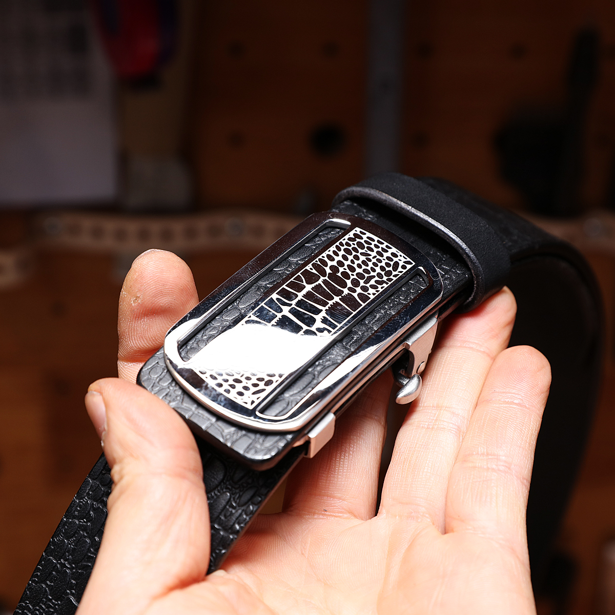 真牛皮皮带手工真皮腰带头层牛皮腰带男士自动扣商务裤腰带裤带男