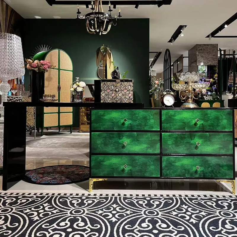 【喜悦家具】YR 885#祖母绿梳妆台 柜120-40-79搭板120-40-83