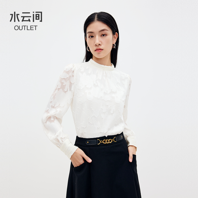 【衬衫】水云间法式小立领长袖衬衫女12410349
