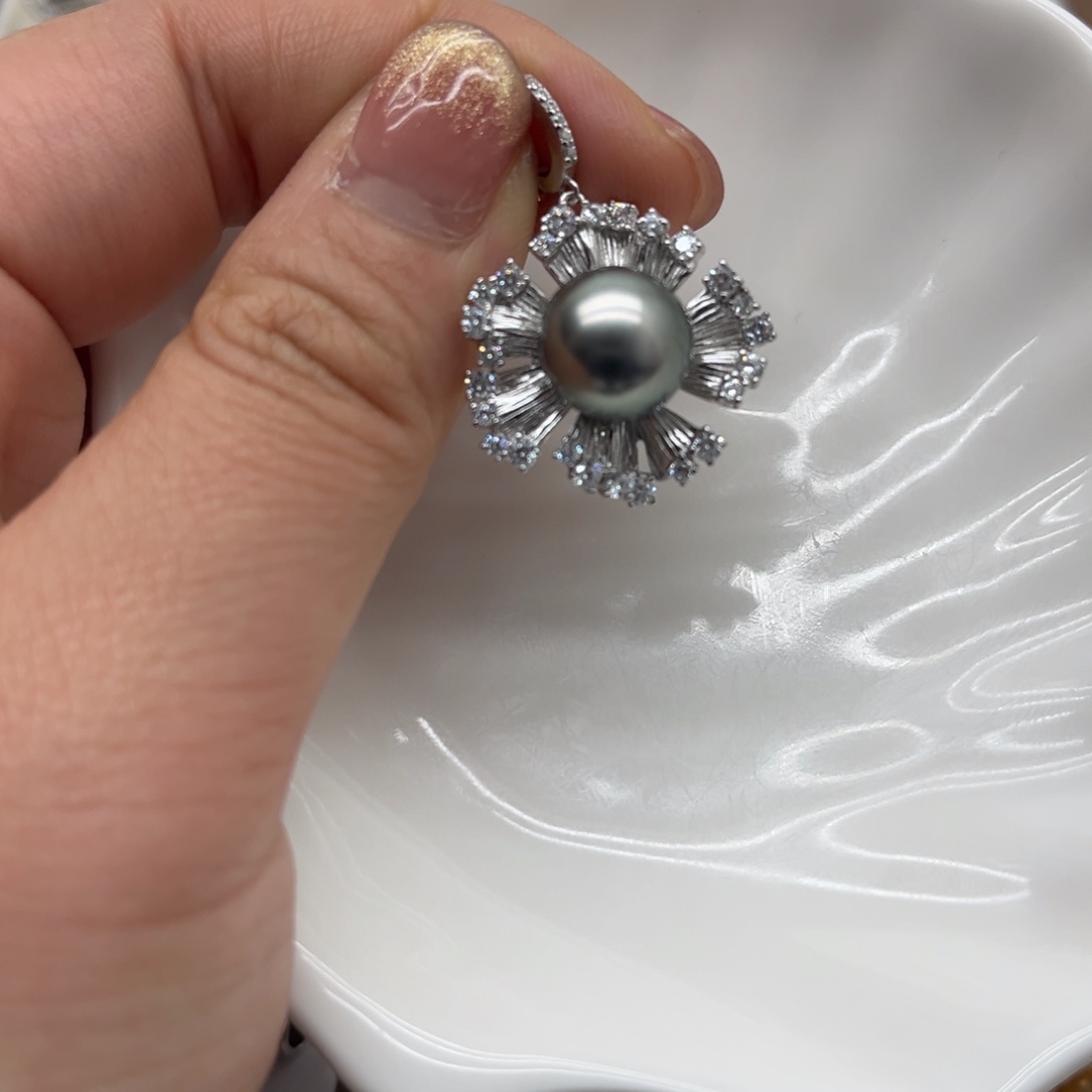 海水珍珠银S925镶嵌吊坠(不含链)