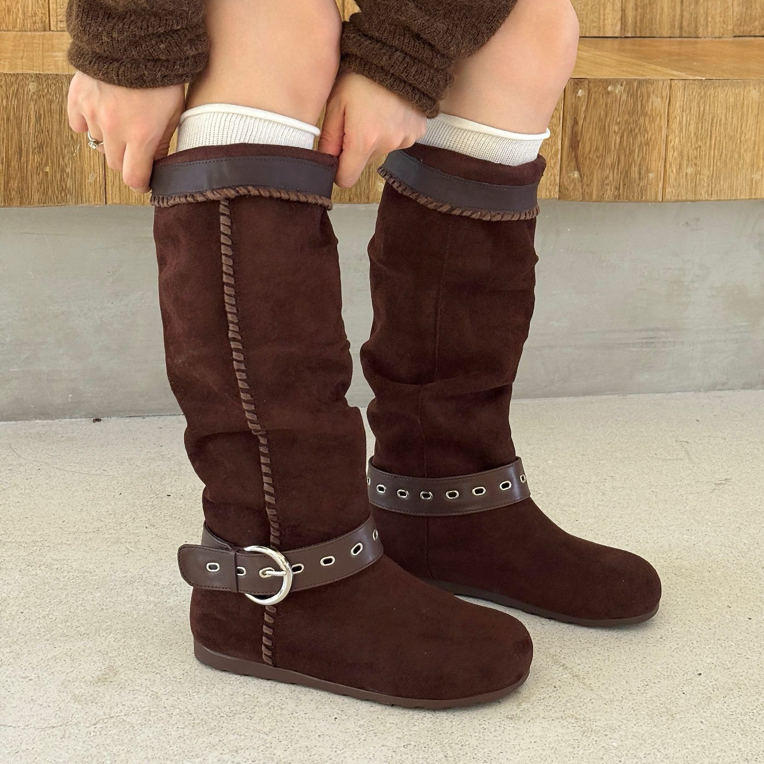 （老黄严选）时装靴冬季中筒靴女靴高筒靴长靴马靴复古62-6025