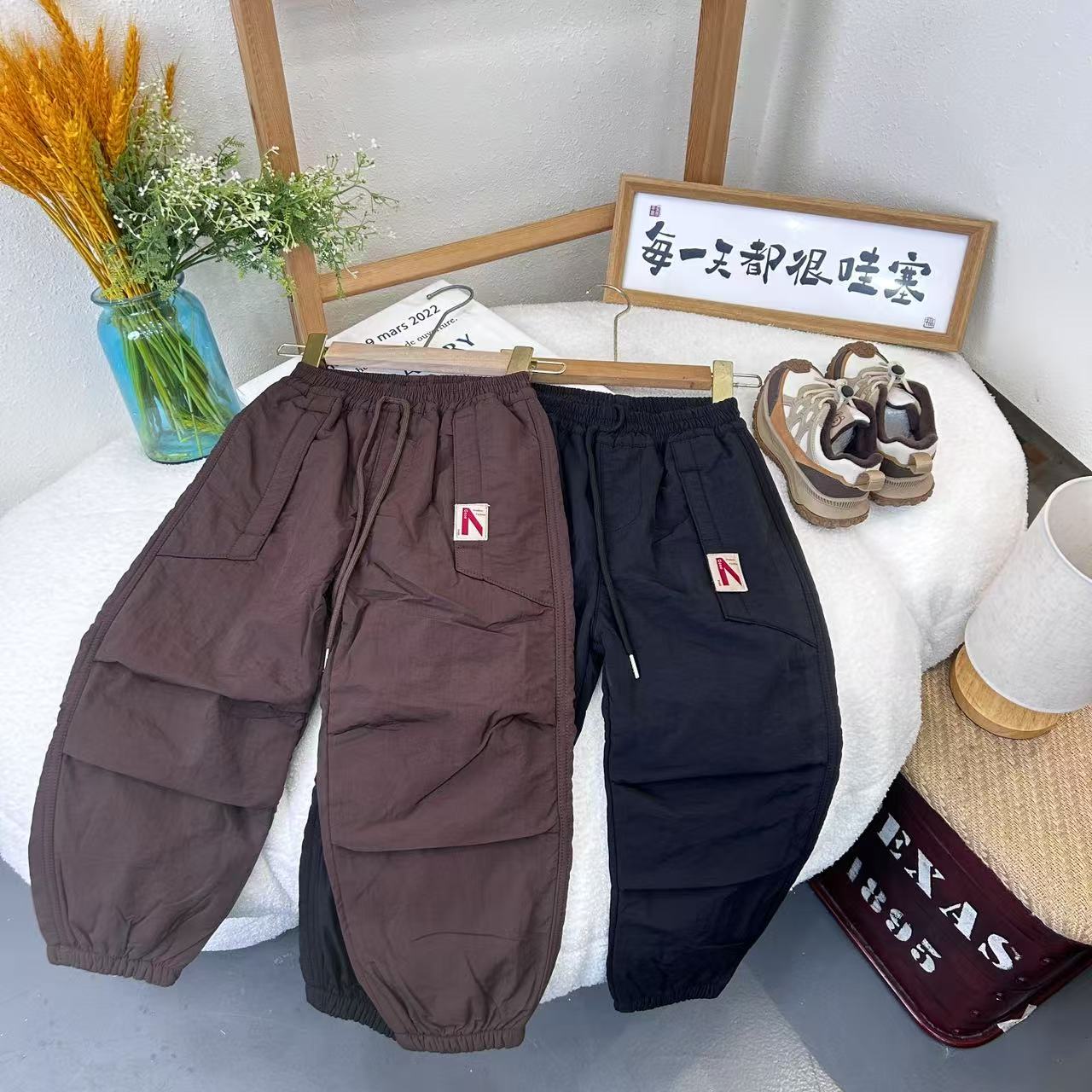 kz-8078男童时尚休闲宽松中大童韩版洋气高品质加绒休闲裤